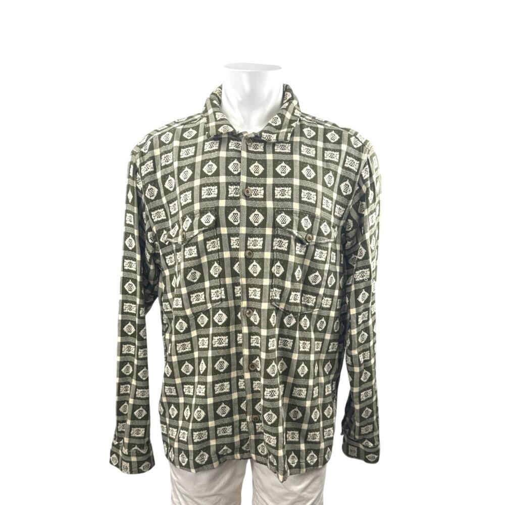 Corridor Mens Multicolor Argyle Geometric Knit Long Sleeve Button Down Shirt XXL